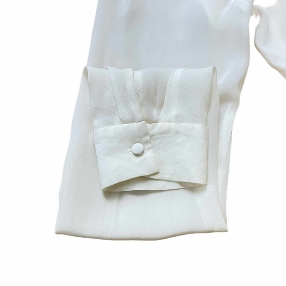 L'AGENCE | Cream 100% Silk Long Sleeve "Valentina" Ruffle Button Down Blouse Top - Picture 9 of 13